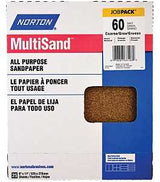 Norton MultiSand 07660768108 Sanding Sheet, Brown, 11 in L, 9 in W, Coarse, 60 Grit