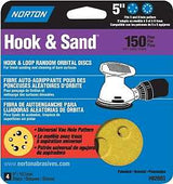 Norton 02003 Sanding Disc, 5 in Dia, Coated, Fine, P150 Grit, Aluminum Oxide Abrasive, C-Weight Paper Backing