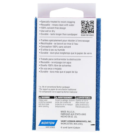 Norton ProSand 82071 Sanding Sponge, 4-1/2 in L, 2-11/16 in W, 60 Grit, Coarse, Aluminum Oxide Abrasive