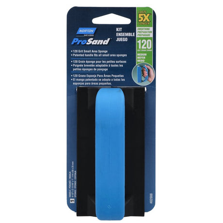 Norton ProSand 82088 Sanding Sponge, 4-1/2 in L, 2-11/16 in W, 120 Grit, Medium, Aluminum Oxide Abrasive