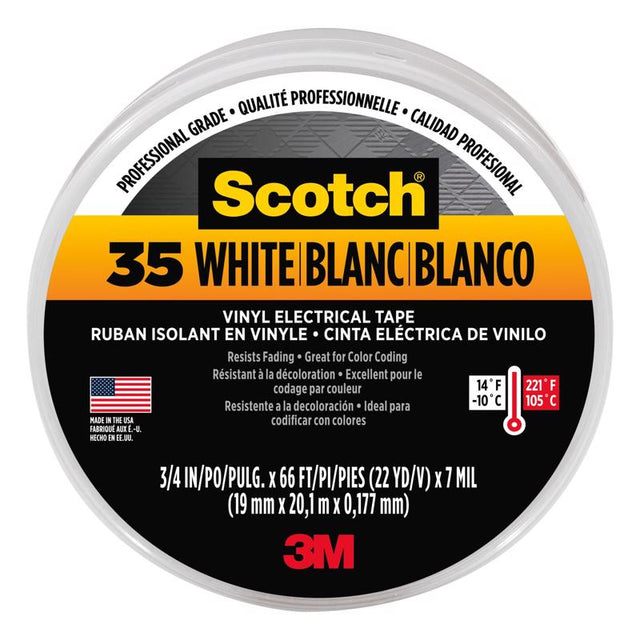 Scotch 3/4 in. W X 66 ft. L White Vinyl Electrical Tape, Pack of 10