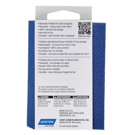 Norton ProSand 82076 Sanding Sponge, 4-1/2 in L, 2-7/8 in W, 120 Grit, Medium, Aluminum Oxide Abrasive