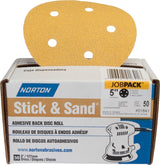 Norton Stick & Sand Series 07660701651 Sanding Disc, 6 in Dia, Coated, 100 Grit, Medium, Aluminum Oxide Abrasive