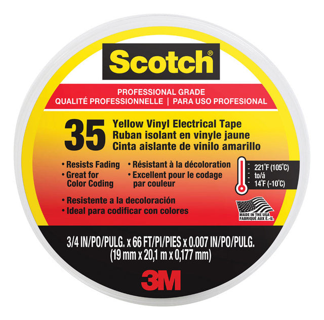 Scotch 3/4 in. W X 66 in. L Yellow Vinyl Electrical Tape, Pack of 5