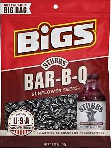 Bigs 607455 Sunflower Seeds, Tangy BBQ, 5.35 oz, Bag, Pack of 12