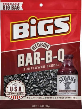 Bigs 607455 Sunflower Seed, Solid, Tangy BBQ, 5.35 oz Bag, Pack of 12