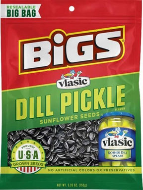 Bigs Vlasic 55002 Sunflower Seed, Solid, Dill Pickle, 5.35 oz Bag, Pack of 12