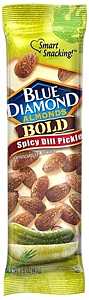 Blue Diamond BOLD Series 714322 Almonds, Spicy Dill Pickle Flavor, 1.5 oz Tube, Pack of 12