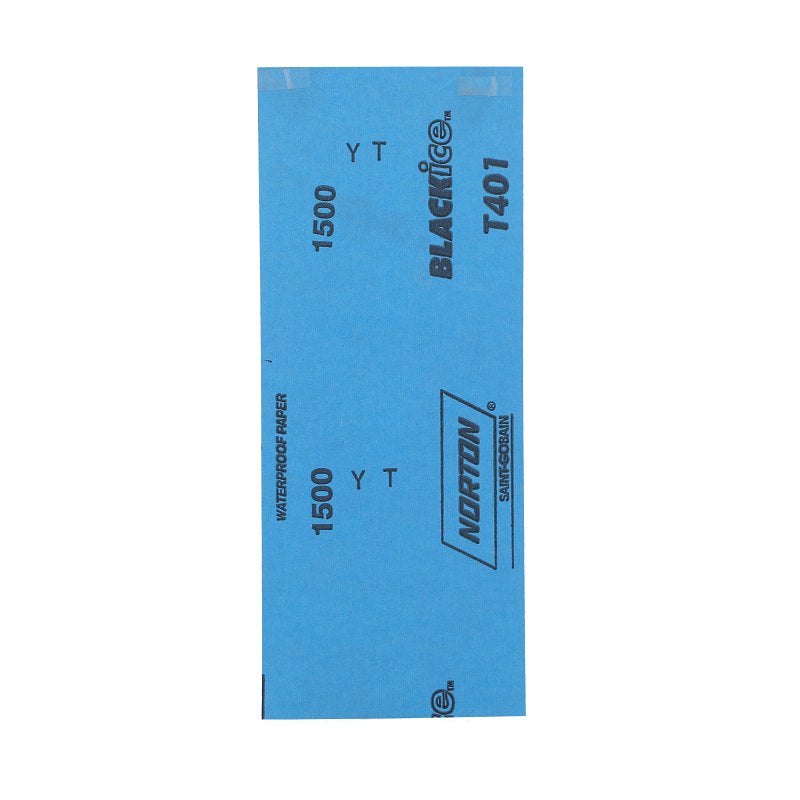 Norton SandWet T401 Series 68529 Sandpaper, 3-2/3 in W, 9 in L, 1500 Grit, Fine, Silicon Carbide Abrasive, Paper Backing