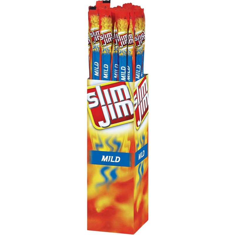 Slim Jim 496436 Jerky Snack Stick, Mild Smoked, 0.97 oz Tube Bag, Pack of 24