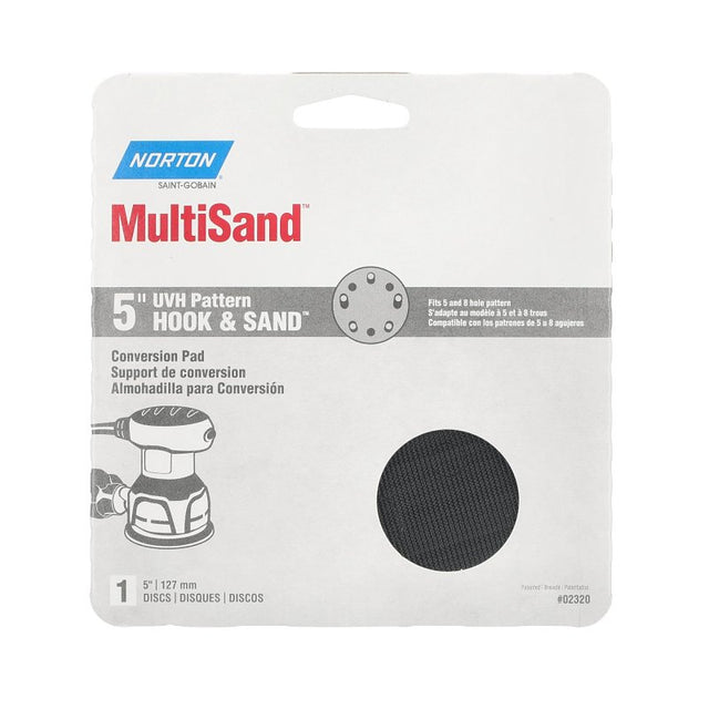 Norton Hook & Sand A290 Series 07660702320 Conversion Pad Disc, 5 in Dia, Reinforced Fiber Backing, Universal Vac