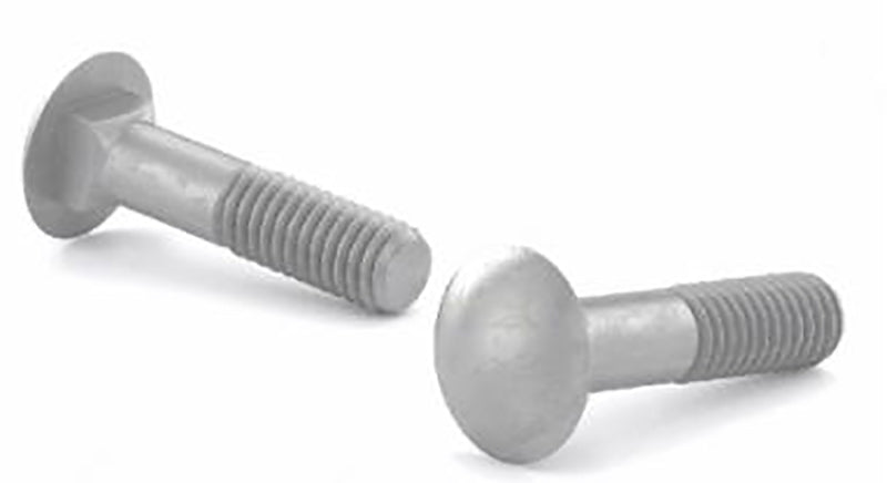 Reliable CBHDG128CT Carriage Bolt, 1/2-13 Thread, Coarse Thread, 6 in L Thread, 8 in OAL, Galvanized Steel, 10/BX