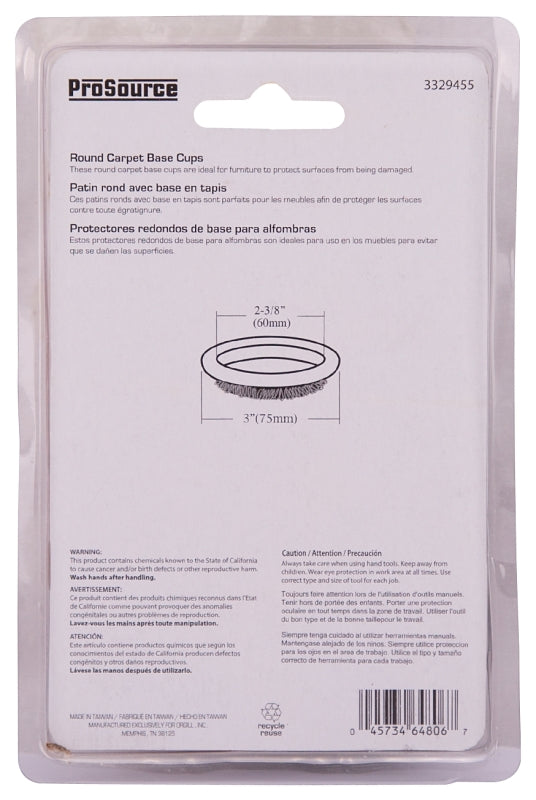 ProSource FE-S701-PS Furniture Castor Cup, Carpet/Steel, Brown, Brown, 3 x 3 in Dimensions