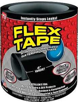 Flex Tape TFSBLKR0405 Tape, 5 ft L, Rubber Backing, 4 in W