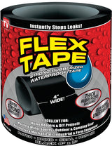Flex Tape TFSBLKR0405 Tape, 5 ft L, Rubber Backing, 4 in W