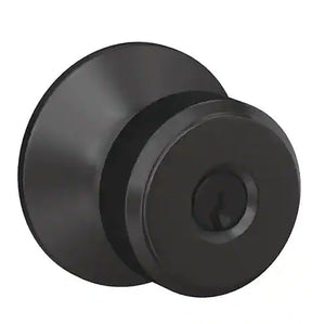 Schlage F51ABOW622 Knob Lock, Matte, Black