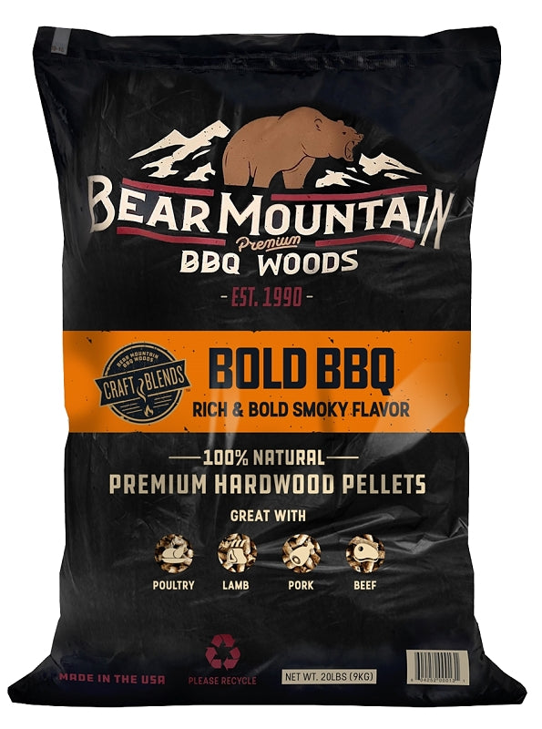 Bear Mountain Craft Blends FK91 Bold BBQ Pellet, 20 in L, Hardwood, 20 lb Bag