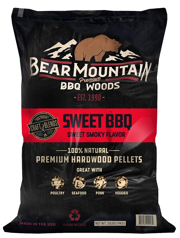 Bear Mountain Craft Blends Series FK92 BBQ Pellet, Sweet, 20 in L, Wood, 20 lb Bag