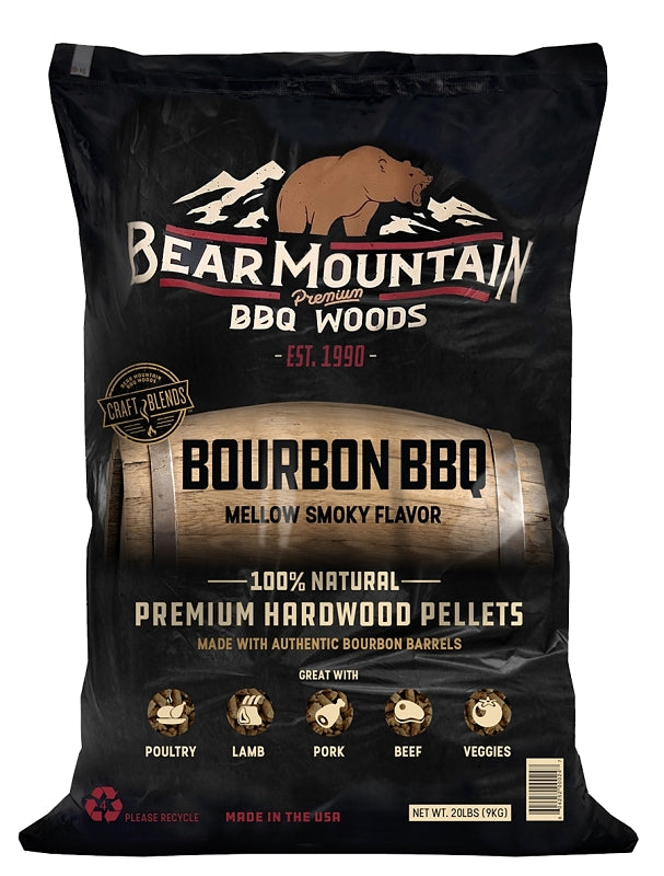 Bear Mountain Craft Blends Series FK88 BBQ Pellet, Bourbon, 20 in L, Wood, 20 lb Bag