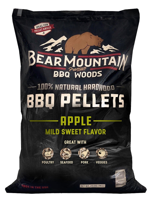 Bear Mountain FK12 BBQ Pellet, Apple, 20 in L, Hardwood, 20 lb Bag