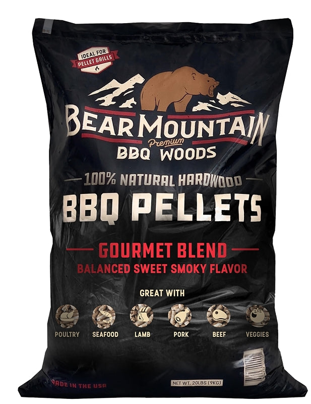 Bear Mountain FK99 BBQ Pellet, Gourmet Blend, 20 in L, Hardwood, 20 lb Bag