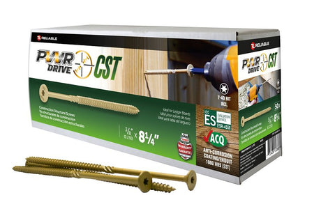 PWR DRIVE FTC17GO38814L General Construction Structural Screw, 3/8 in Thread, 8-1/4 in L, Coarse Thread, Star Drive