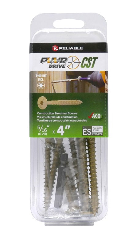 PWR DRIVE FTC17GO5164MR General Construction Structural Screw, 5/16 in Thread, 4 in L, Coarse Thread, Star Drive, Steel
