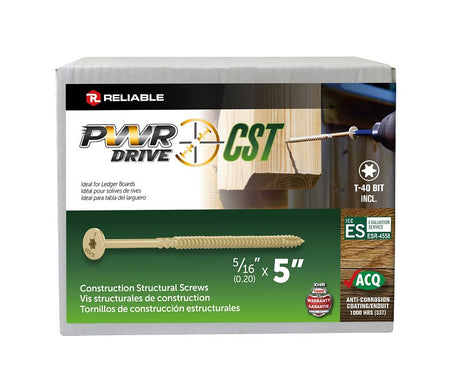 PWR DRIVE FTC17GO5165L General Construction Structural Screw, 5/16 in Thread, 5 in L, Coarse Thread, Flat with Nibs Head