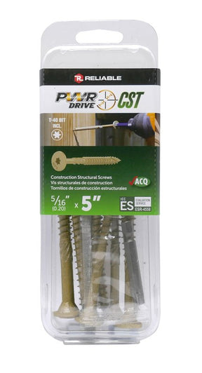 PWR DRIVE FTC17GO5165MR General Construction Structural Screw, 5/16 in Thread, 5 in L, Coarse Thread, Star Drive, Steel