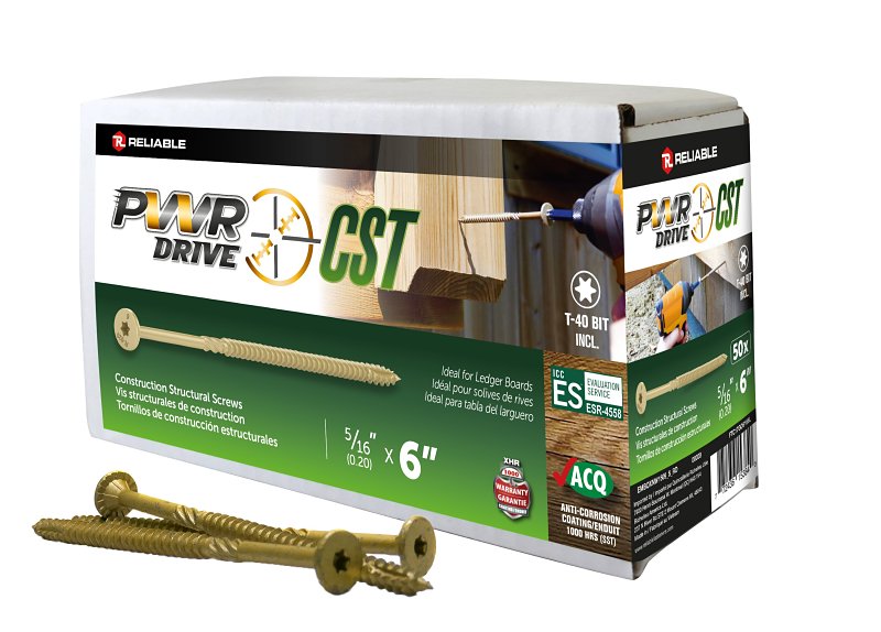 PWR DRIVE FTC17GO5166L General Construction Structural Screw, 5/16 in Thread, 6 in L, Coarse Thread, Flat with Nibs Head