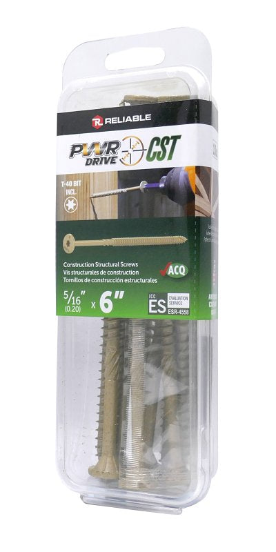PWR DRIVE FTC17GO5166MR General Construction Structural Screw, 5/16 in Thread, 6 in L, Coarse Thread, Star Drive, Steel