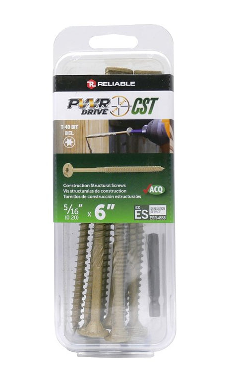 PWR DRIVE FTC17GO5166MR General Construction Structural Screw, 5/16 in Thread, 6 in L, Coarse Thread, Star Drive, Steel