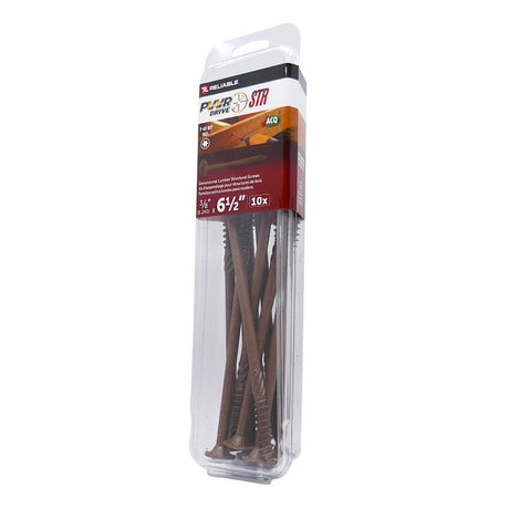 PWR DRIVE FTC17BR38612MR Deck Screw, 3/8 in Thread, 6-1/2 in L, Coarse Thread, Flat with Nibs Head, Star Drive, Steel