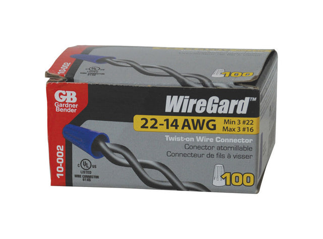 Gardner Bender WireGard 22-14 AWG Copper Wire Wire Connector Blue 100 pk
