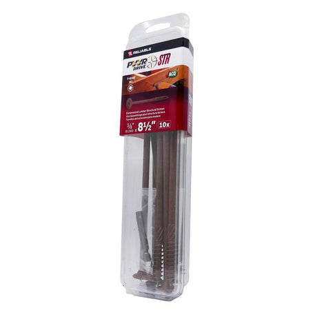 PWR DRIVE FTC17BR38812MR Deck Screw, 3/8 in Thread, 8-1/2 in L, Coarse Thread, Flat with Nibs Head, Star Drive, Steel