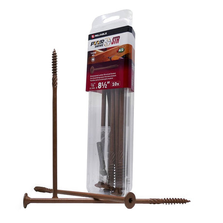 PWR DRIVE FTC17BR38812MR Deck Screw, 3/8 in Thread, 8-1/2 in L, Coarse Thread, Flat with Nibs Head, Star Drive, Steel