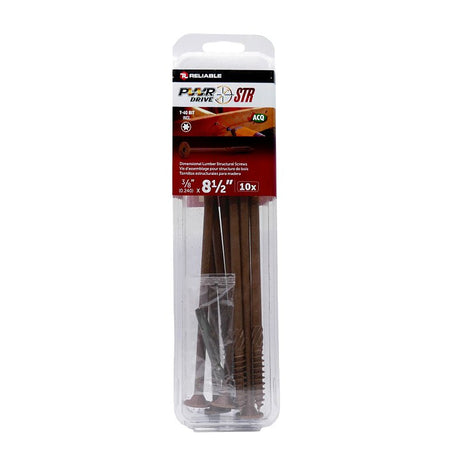 PWR DRIVE FTC17BR38812MR Deck Screw, 3/8 in Thread, 8-1/2 in L, Coarse Thread, Flat with Nibs Head, Star Drive, Steel