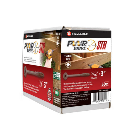 PWR DRIVE FTC17BR5163L Deck Screw, 5/16 in Thread, 3 in L, Coarse Thread, Flat with Nibs Head, Star Drive, Type 17 Point