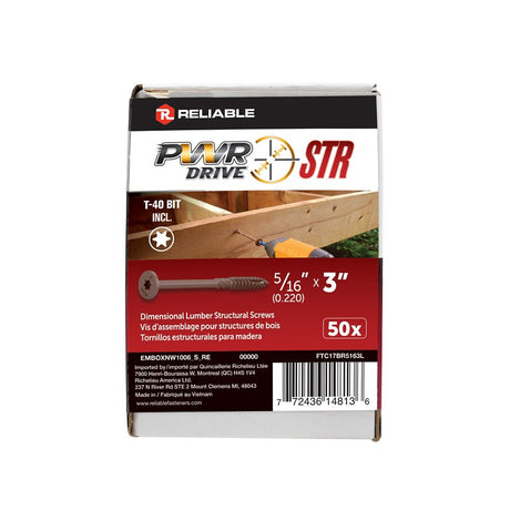 PWR DRIVE FTC17BR5163L Deck Screw, 5/16 in Thread, 3 in L, Coarse Thread, Flat with Nibs Head, Star Drive, Type 17 Point