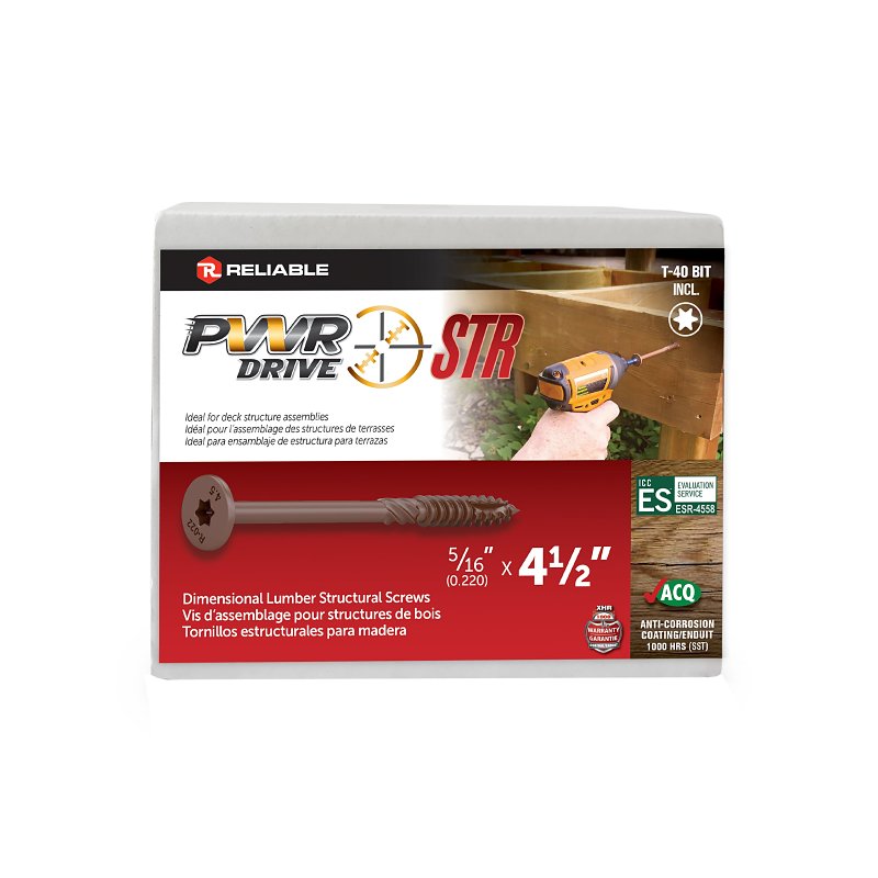 PWR DRIVE FTC17BR516412L Deck Screw, 5/16 in Thread, 4-1/2 in L, Coarse Thread, Flat with Nibs Head, Star Drive, Steel