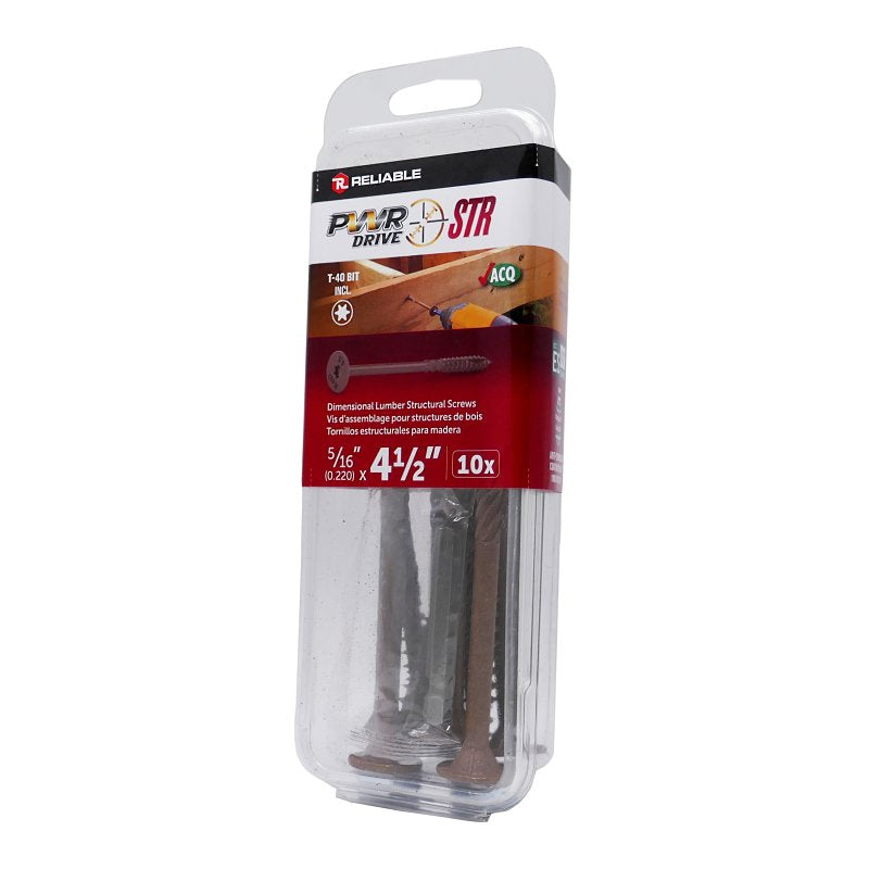 PWR DRIVE FTC17BR516412MR Deck Screw, 5/16 in Thread, 4-1/2 in L, Coarse Thread, Flat with Nibs Head, Star Drive, Steel