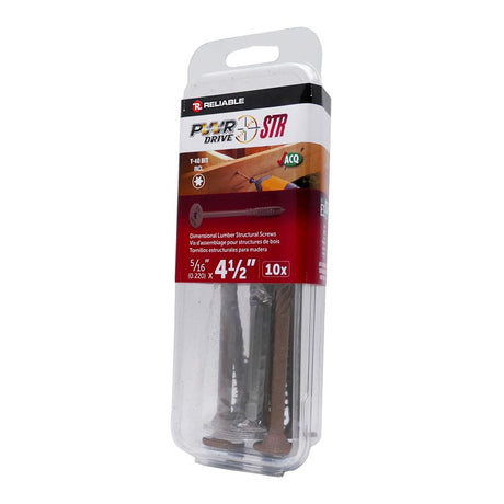 PWR DRIVE FTC17BR516412MR Deck Screw, 5/16 in Thread, 4-1/2 in L, Coarse Thread, Flat with Nibs Head, Star Drive, Steel