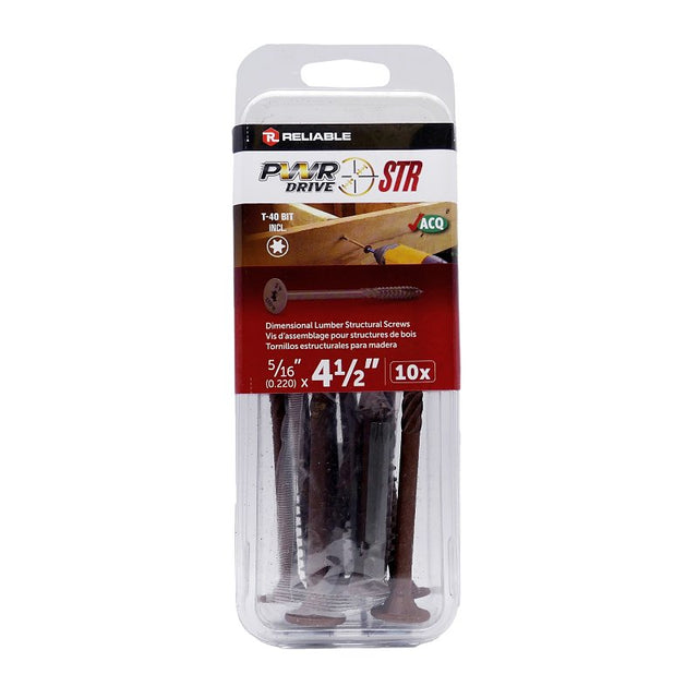 PWR DRIVE FTC17BR516412MR Deck Screw, 5/16 in Thread, 4-1/2 in L, Coarse Thread, Flat with Nibs Head, Star Drive, Steel