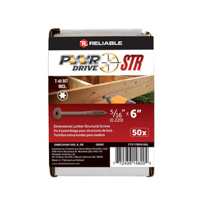 PWR DRIVE FTC17BR5166L Deck Screw, 5/16 in Thread, 6 in L, Coarse Thread, Flat with Nibs Head, Star Drive, Type 17 Point