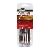 PWR DRIVE FTC17BR5166MR Deck Screw, 5/16 in Thread, 6 in L, Coarse Thread, Flat with Nibs Head, Star Drive, Steel, 10 PK
