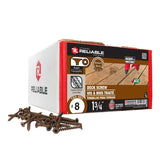 Reliable FKCBR8134 Deck Screw, #8-10 Thread, 1-3/4 in L, Coarse, Partial Thread, Bugle, Flat Head, Square Drive, Steel
