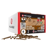 Reliable FKCBR82 Deck Screw, #8-10 Thread, 2 in L, Coarse, Partial Thread, Bugle, Flat Head, Square Drive, Regular Point