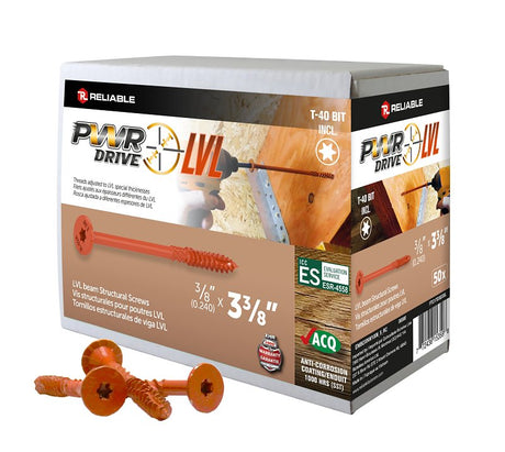 PWR DRIVE FTC17O38338L Structural Assembly Screw, 3/8 in Thread, 3-3/8 in L, Coarse Thread, Flat with Nibs Head, Steel