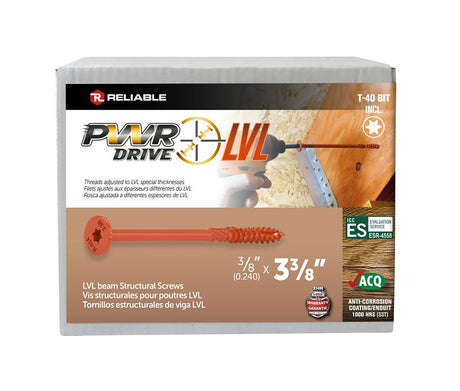 PWR DRIVE FTC17O38338L Structural Assembly Screw, 3/8 in Thread, 3-3/8 in L, Coarse Thread, Flat with Nibs Head, Steel