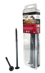 PWR DRIVE FTC17BK38612MR Deck Screw, 3/8 in Thread, 6-1/2 in L, Coarse Thread, Flat with Nibs Head, Star Drive, Steel